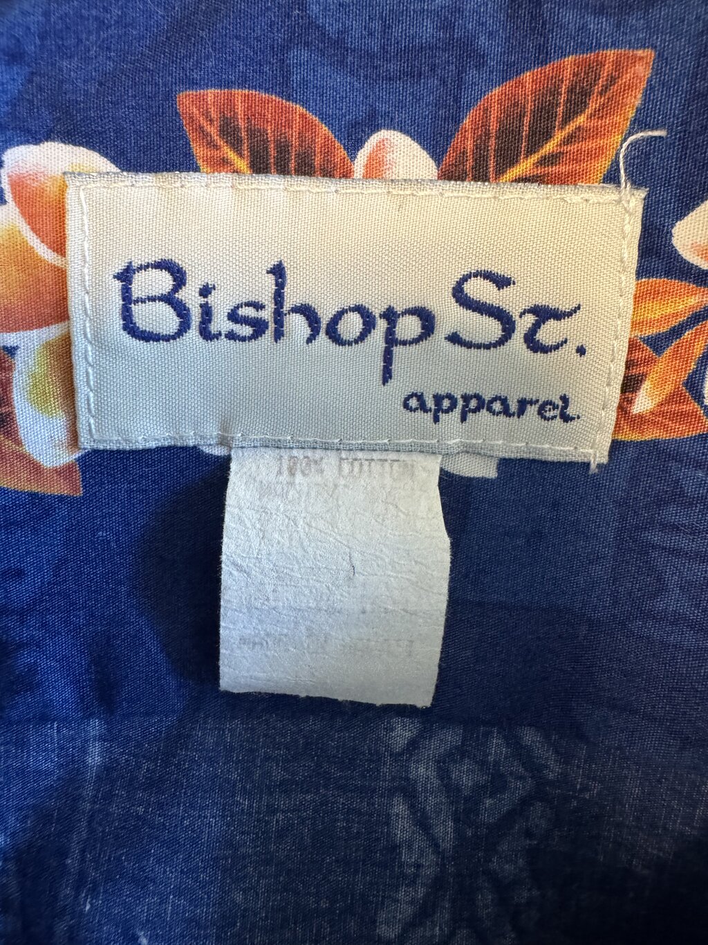 1990s Bishop St. Scenic Shirt – Blue Sunset Beach with Plumeria Border (XL)