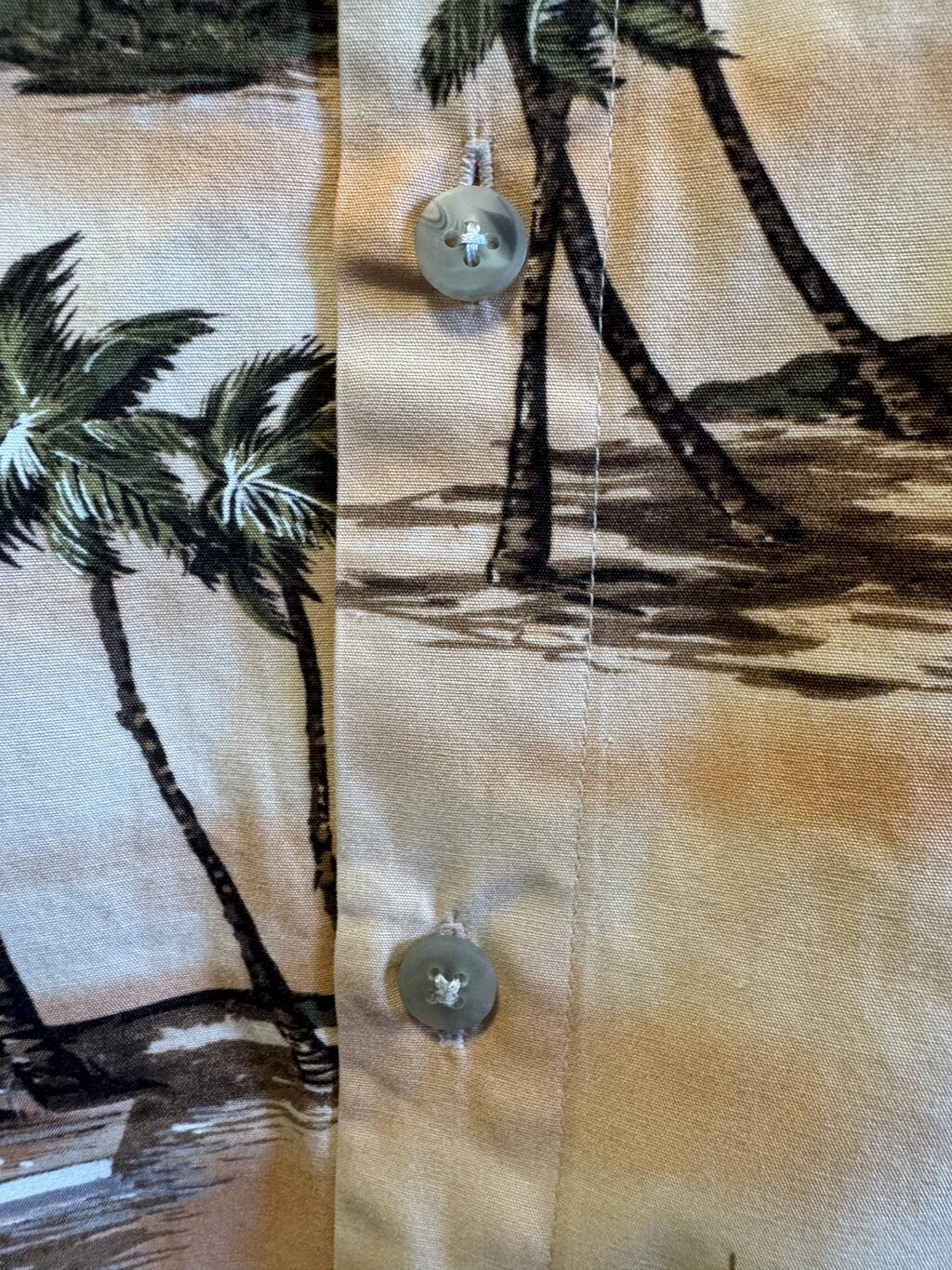 1990s Campia Coastal Cruiser Shirt – Sepia Boathouse & Marlin Print (XL)
