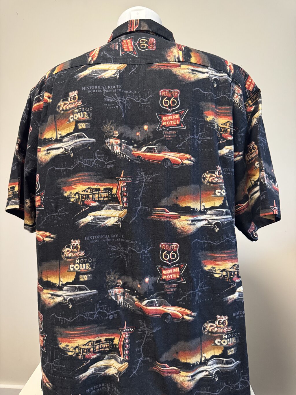 1990s North River Route 66 Shirt – Classic Cars & Neon Motel Lights (XL)