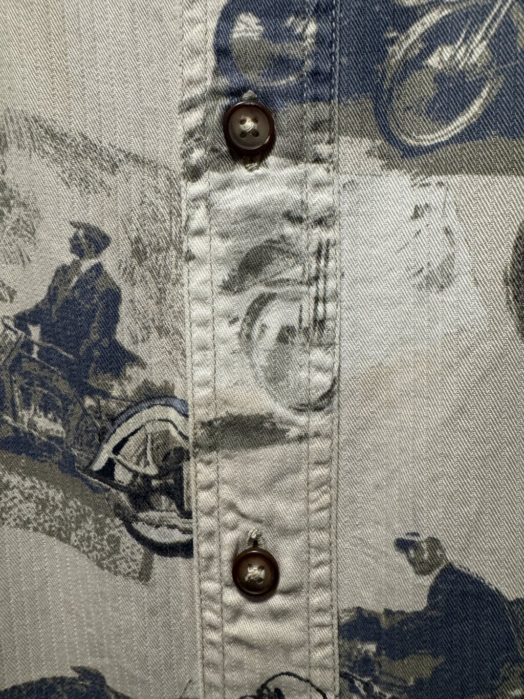 1990s North River Motorcycle Rider Shirt – Soft Cotton with Vintage Bike Print (XL)