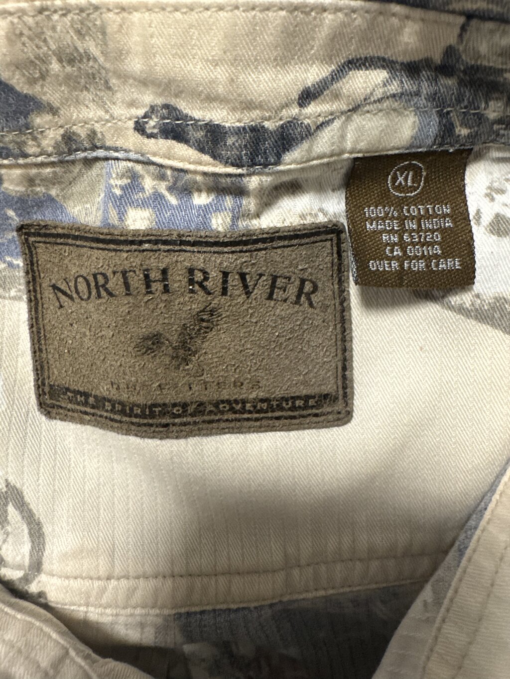 1990s North River Motorcycle Rider Shirt – Soft Cotton with Vintage Bike Print (XL)