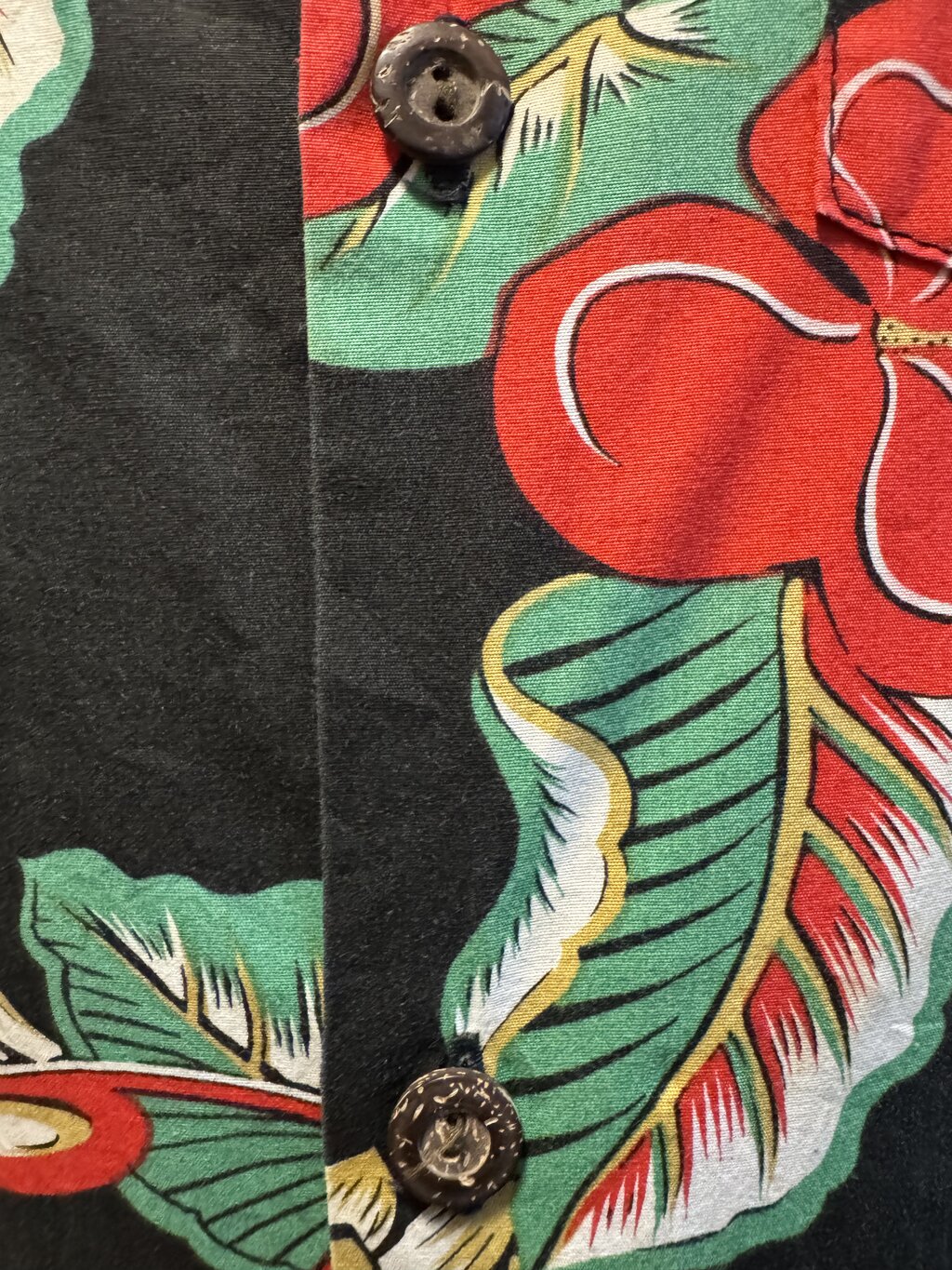 1980s Paradise Style Anthurium & Bird of Paradise Shirt – Black Cotton (L)