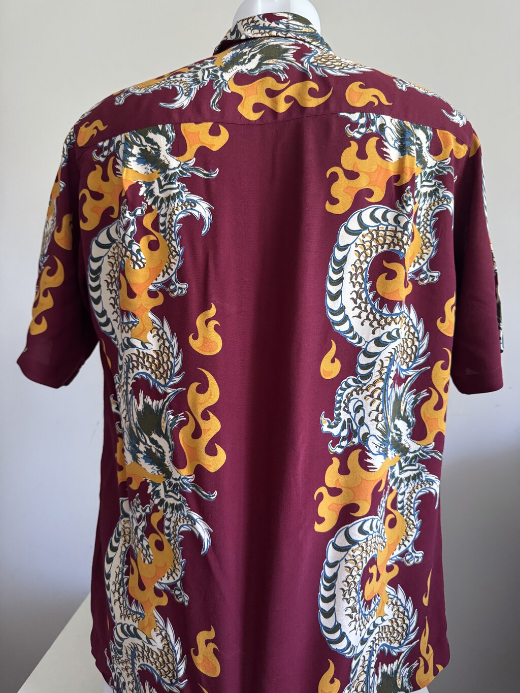 1990s Guess Jeans Dragon Flame Shirt – Merlot Rayon (S)