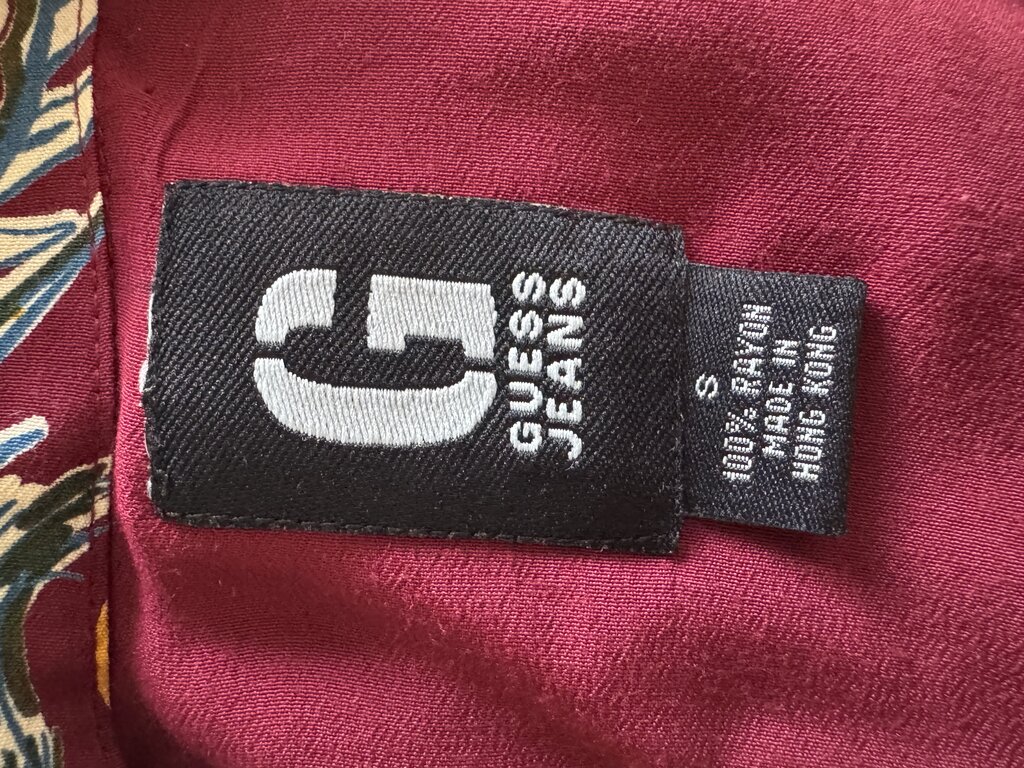 1990s Guess Jeans Dragon Flame Shirt – Merlot Rayon (S)