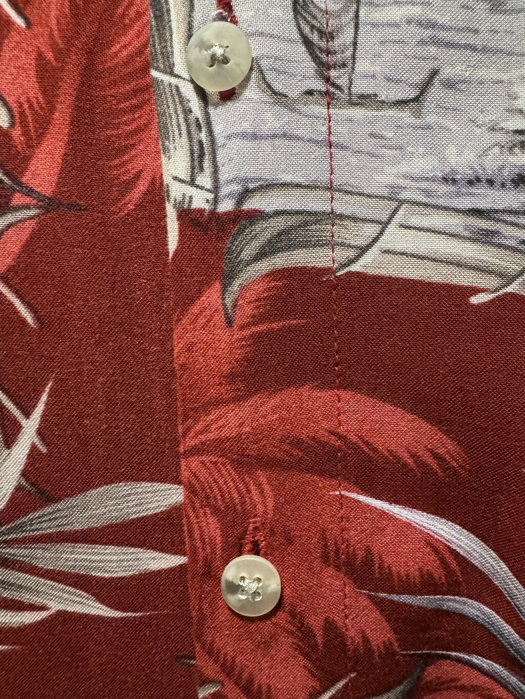 1990s Campia Landscape & Palm Shirt – Red & Gray (L)