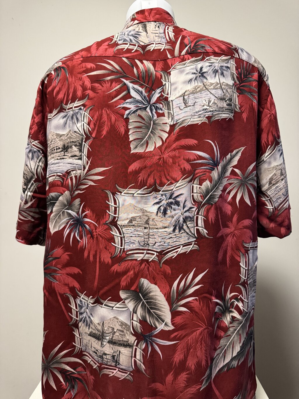 1990s Campia Landscape & Palm Shirt – Red & Gray (L)