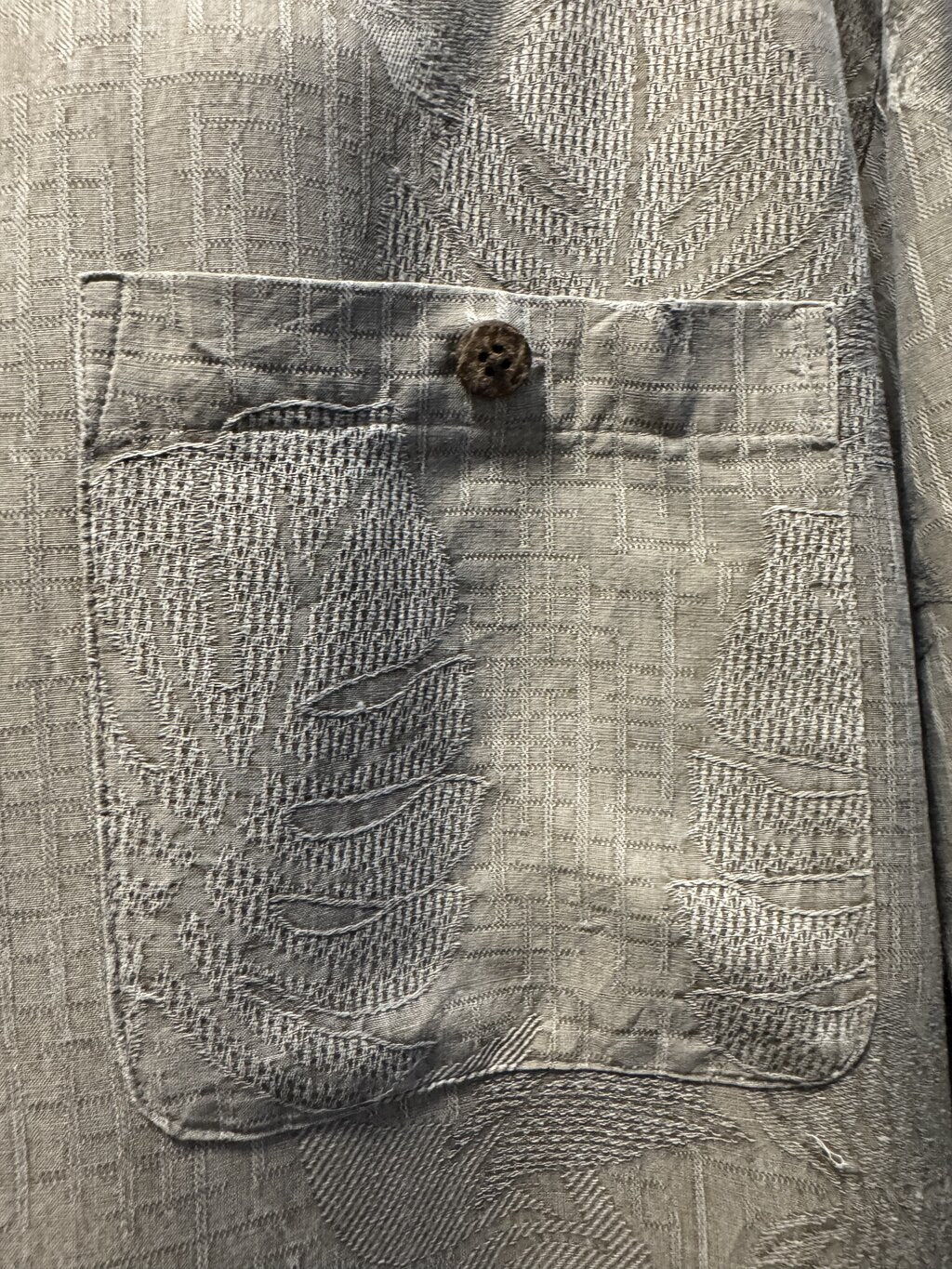 1990s Boca Classics Monstera Jacquard Shirt – Taupe/Beige (XLT)