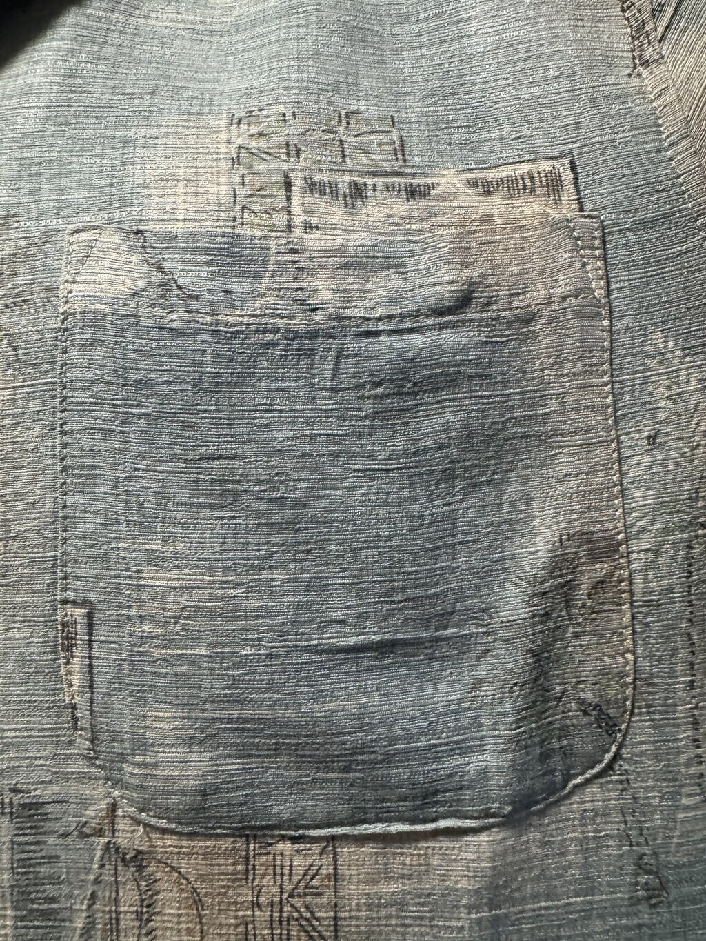 1990s Batik Bay Palm & Nautical Scene Shirt – Blue & Beige (M)