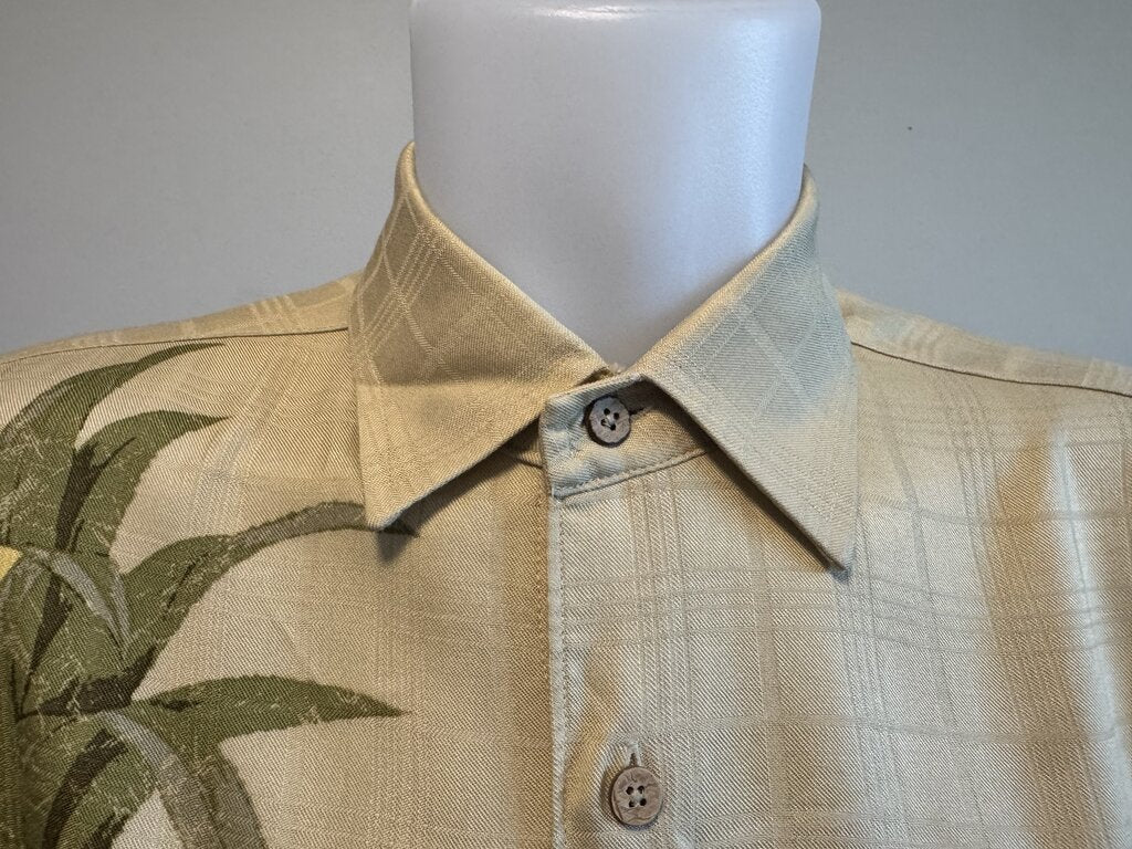 2000s Cubavera Pineapple & Orchid Shirt – Beige & Green (M)