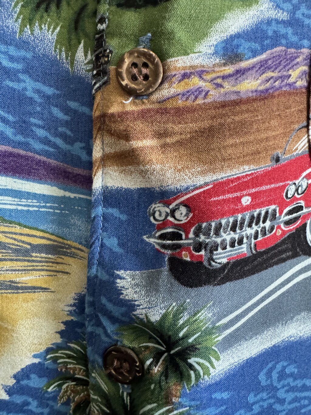 1990s–early 2000s - Reyn Spooner "Cruise Down the Coast" Car & Beach Scene Rayon Shirt – XXL