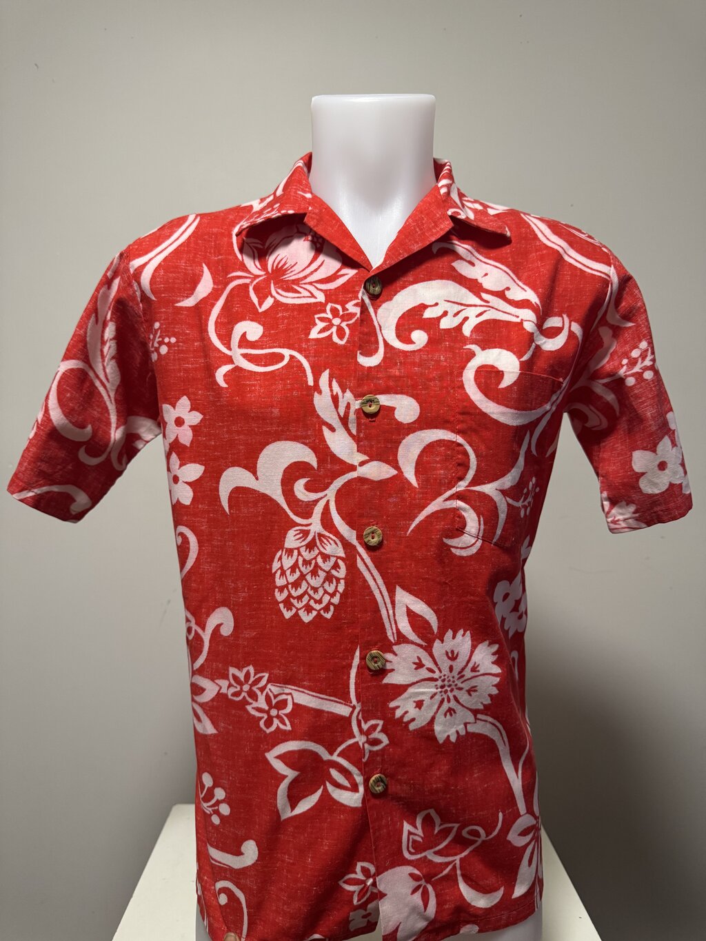 1990s Sundek Polynesian Pattern Shirt – Red/White (S)