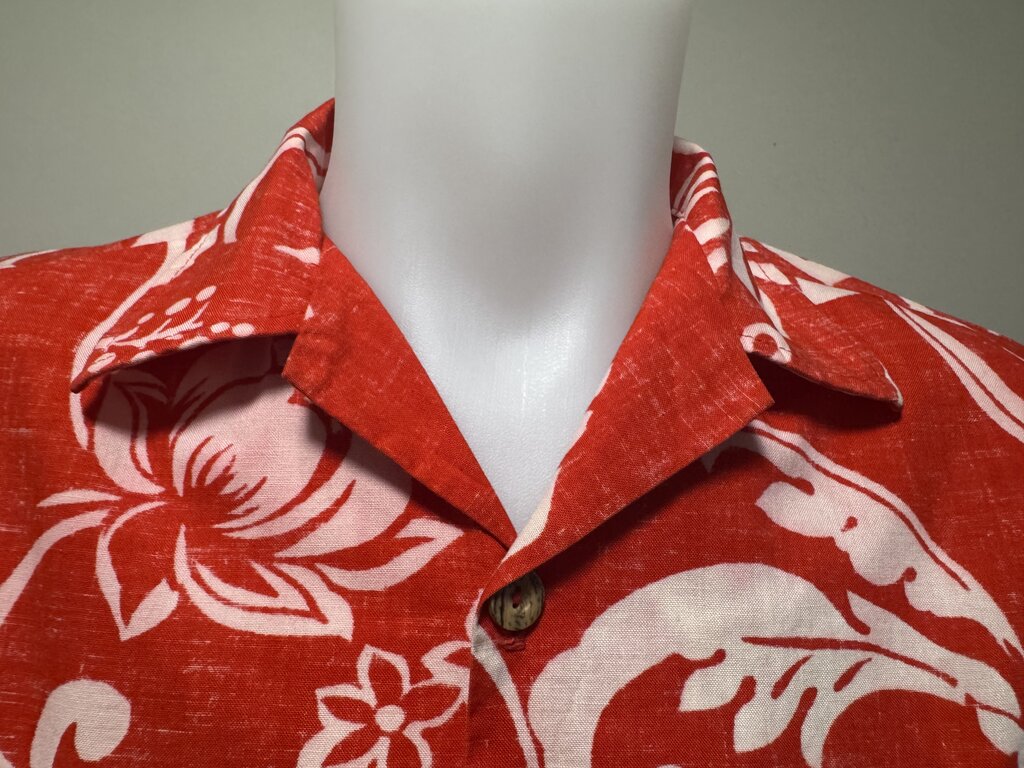 1990s Sundek Polynesian Pattern Shirt – Red/White (S)