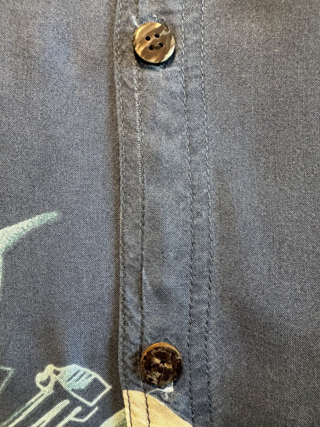 1990s Hibiscus Collection Floral & Tropical Fruits Shirt – Navy/Beige (XL)