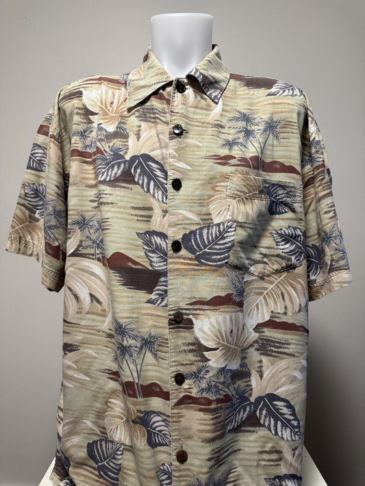1990s Cactus Black Label Landscape & Foliage Shirt – Beige/Brown/Blue (XL)