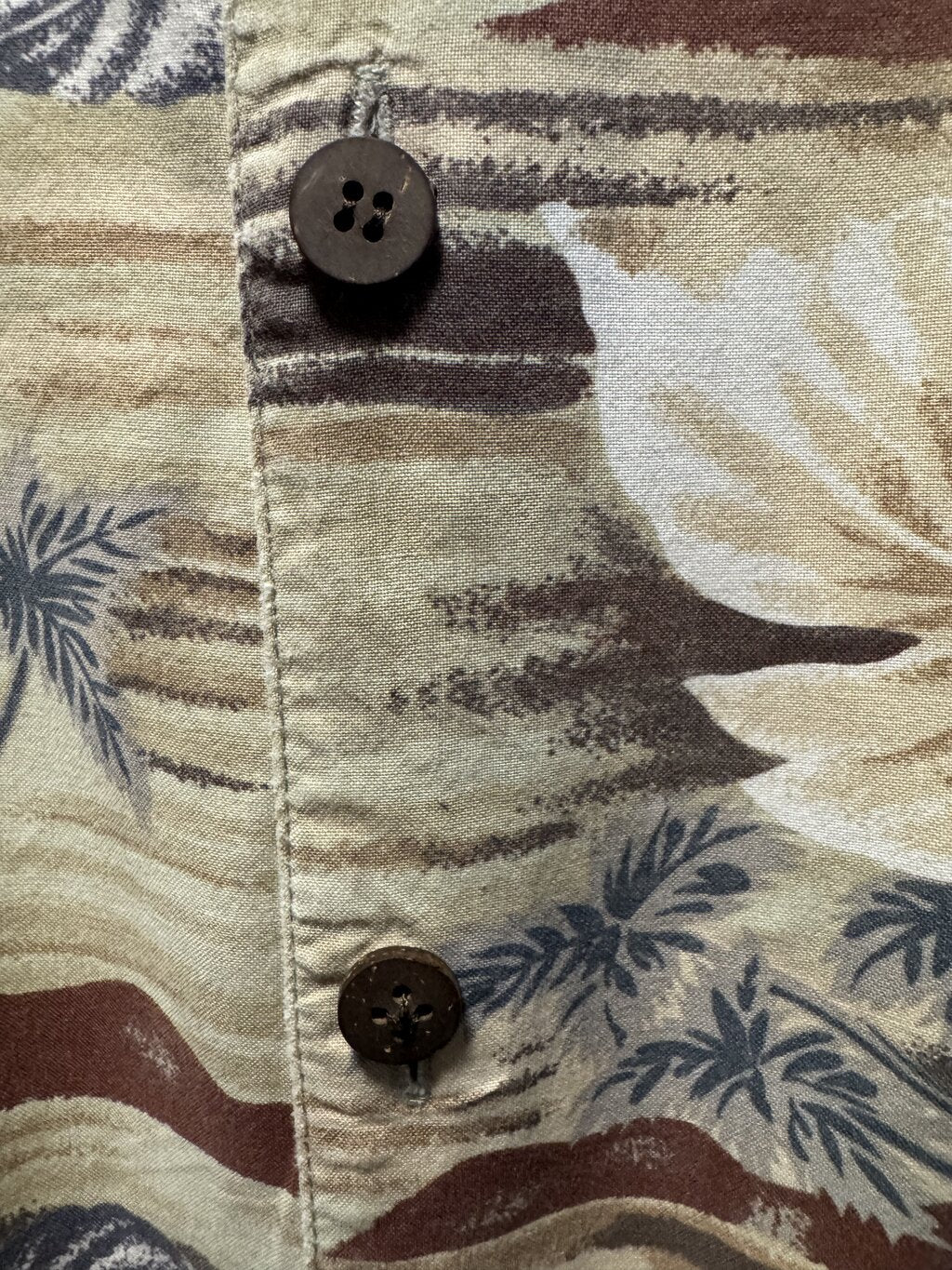 1990s Cactus Black Label Landscape & Foliage Shirt – Beige/Brown/Blue (XL)