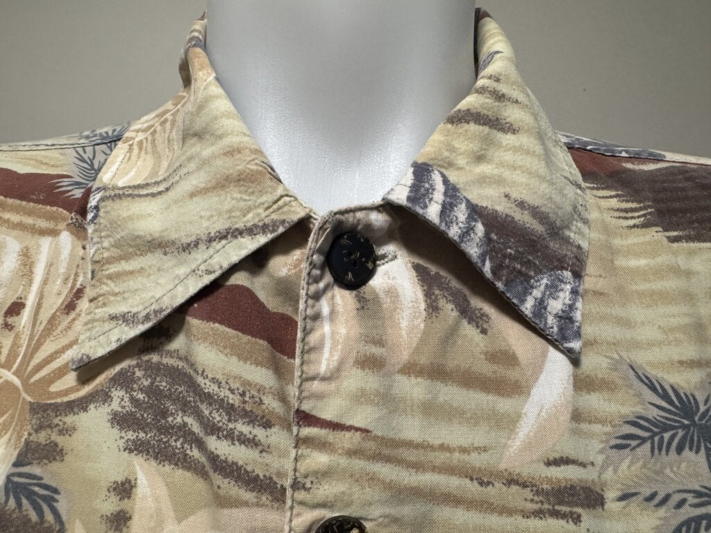 1990s Cactus Black Label Landscape & Foliage Shirt – Beige/Brown/Blue (XL)