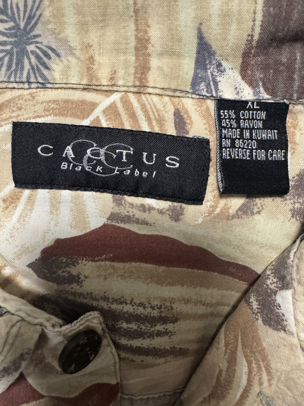 1990s Cactus Black Label Landscape & Foliage Shirt – Beige/Brown/Blue (XL)