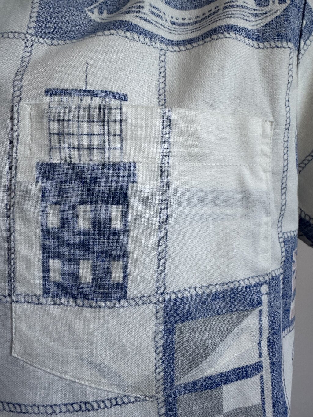 1980s (early-to-mid) - Kai Nani “Harbor Grid” Nautical Signal Flag Shirt – Made in Hawai‘i