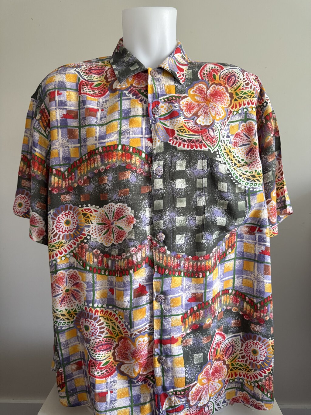1990s Jams World Abstract Floral & Geometric Shirt – Multi-Color (L)
