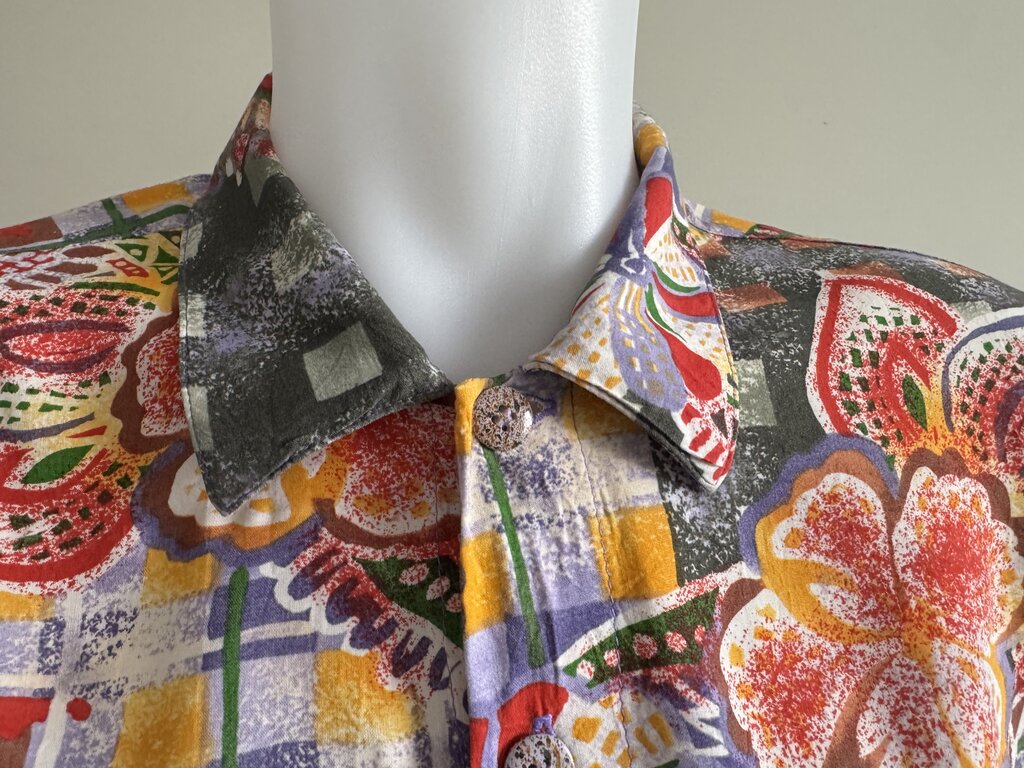 1990s Jams World Abstract Floral & Geometric Shirt – Multi-Color (L)