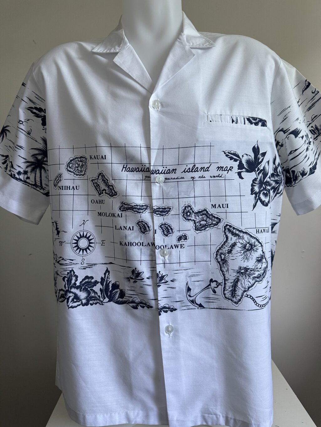 1980s - Vintage Casual Wear “Island Map & Anchor” Shirt – Made in Hawaii