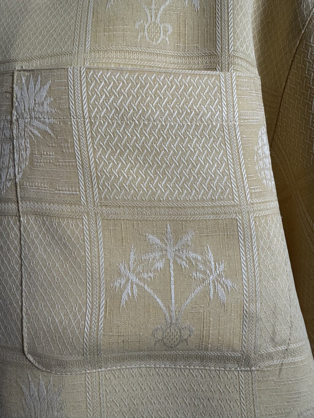 2000s Jamaica Jaxx Tropical Fruits Jacquard Shirt – Beige (L)