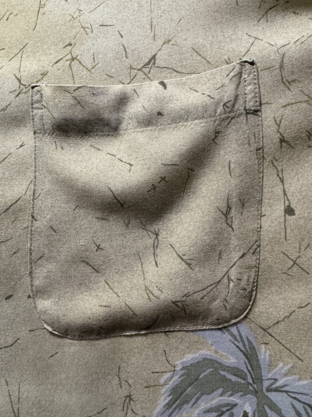 1990s Hana Bay Palm & Floral Border Shirt – Beige, Blue, Green, Yellow (XL)