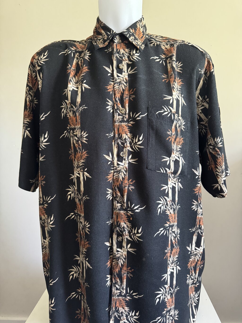 1990s Puritan Bamboo Print Shirt – Black, Brown, Beige (L)