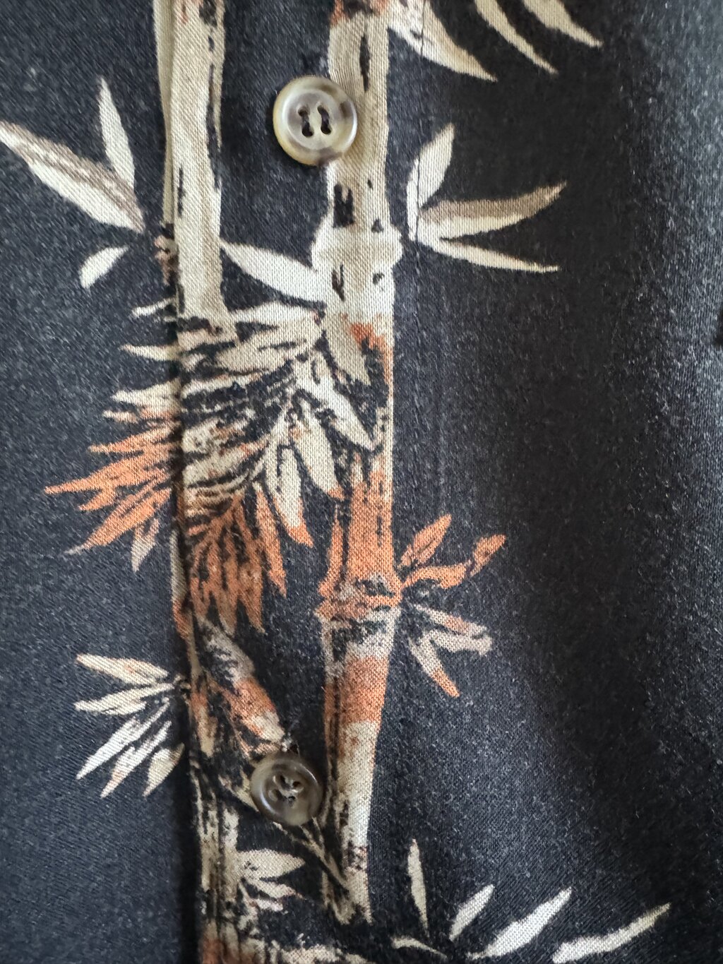 1990s Puritan Bamboo Print Shirt – Black, Brown, Beige (L)