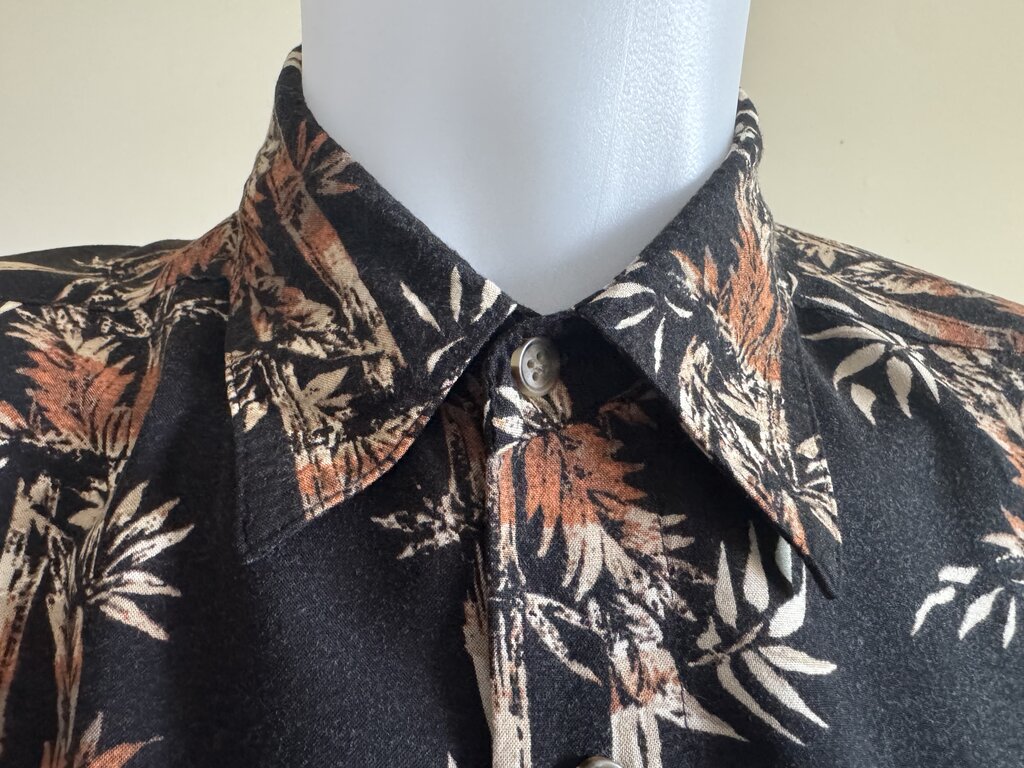1990s Puritan Bamboo Print Shirt – Black, Brown, Beige (L)