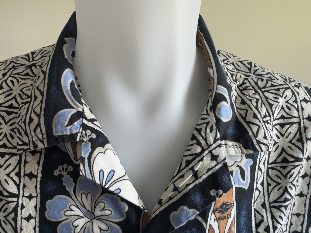 Vintage 1980s–90s “Surf Hawaii” Floral & Board Print Shirt – Made in Hawaii