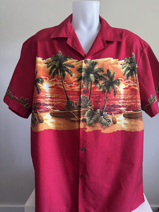 1990s–early 2000s - Molten Sunset Over Outrigger Bay – Hawaiian Reserve Collection (2XL)