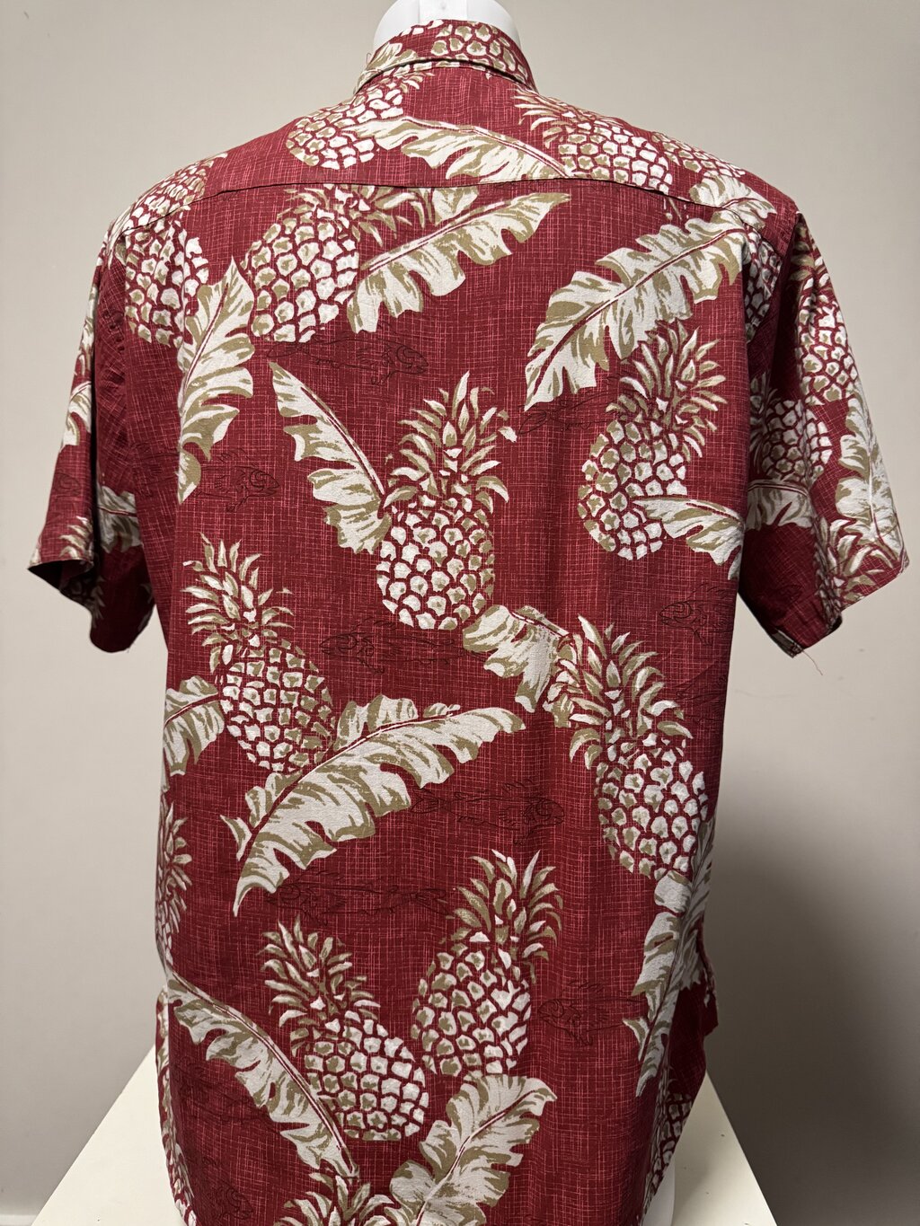 1990s Moda Campia Moda Pineapple Print Shirt – Red/White/Beige (L)