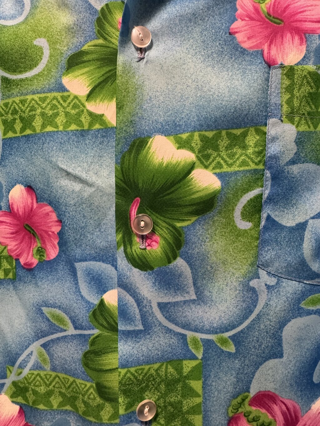 Pomare - Blue Hibiscus Burst Vintage Aloha Shirt – XL (60s/70s)