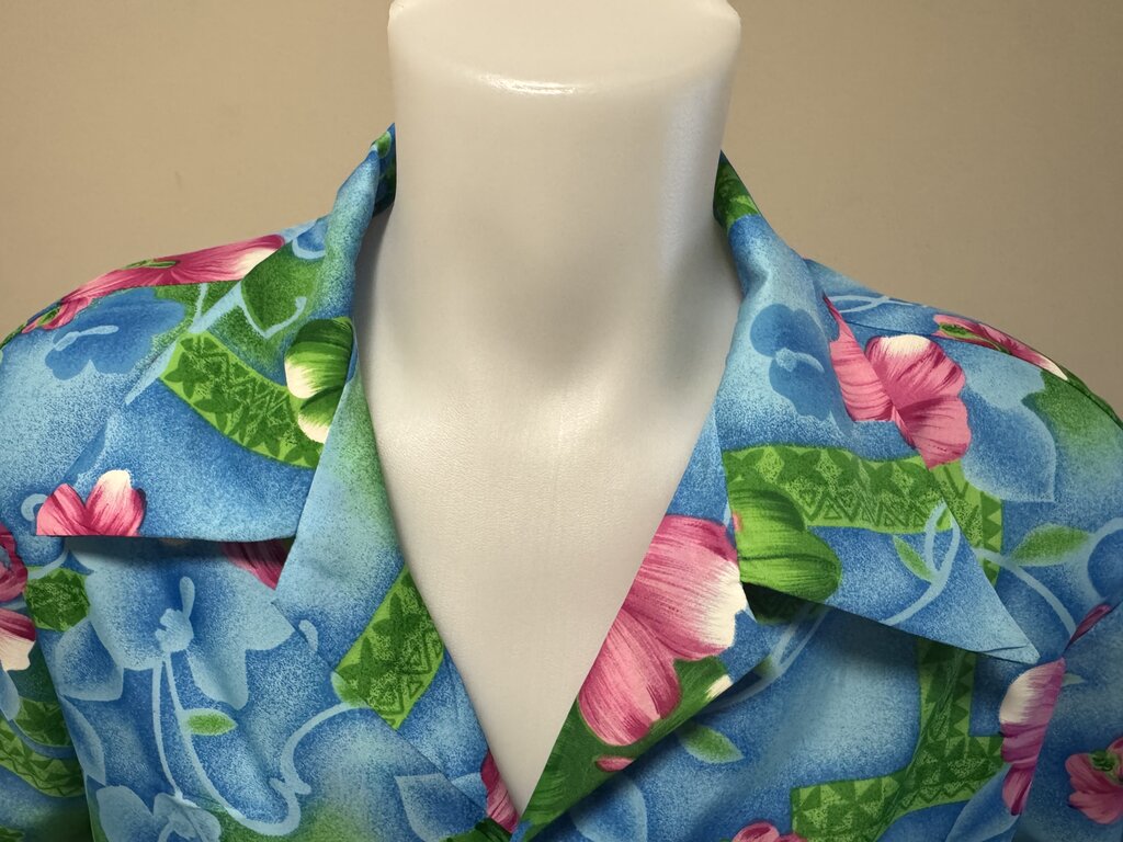 Pomare - Blue Hibiscus Burst Vintage Aloha Shirt – XL (60s/70s)