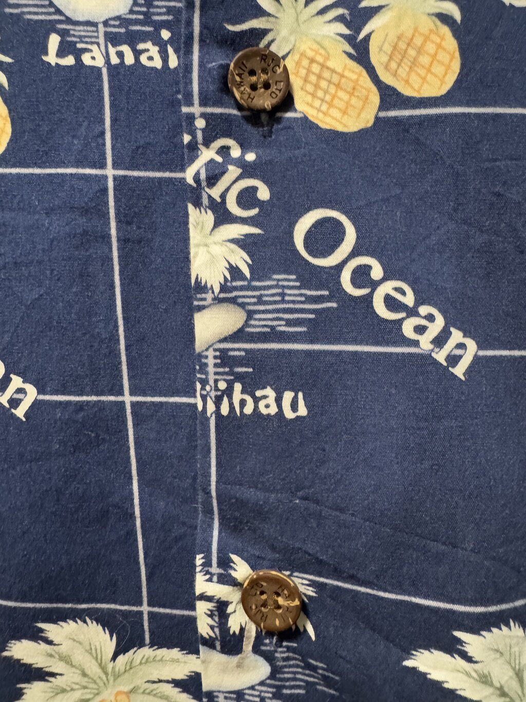 1990s–early 2000s - “Map of the Hawaiian Islands” – RJC Thick Cotton Scenic Shirt (2XL)