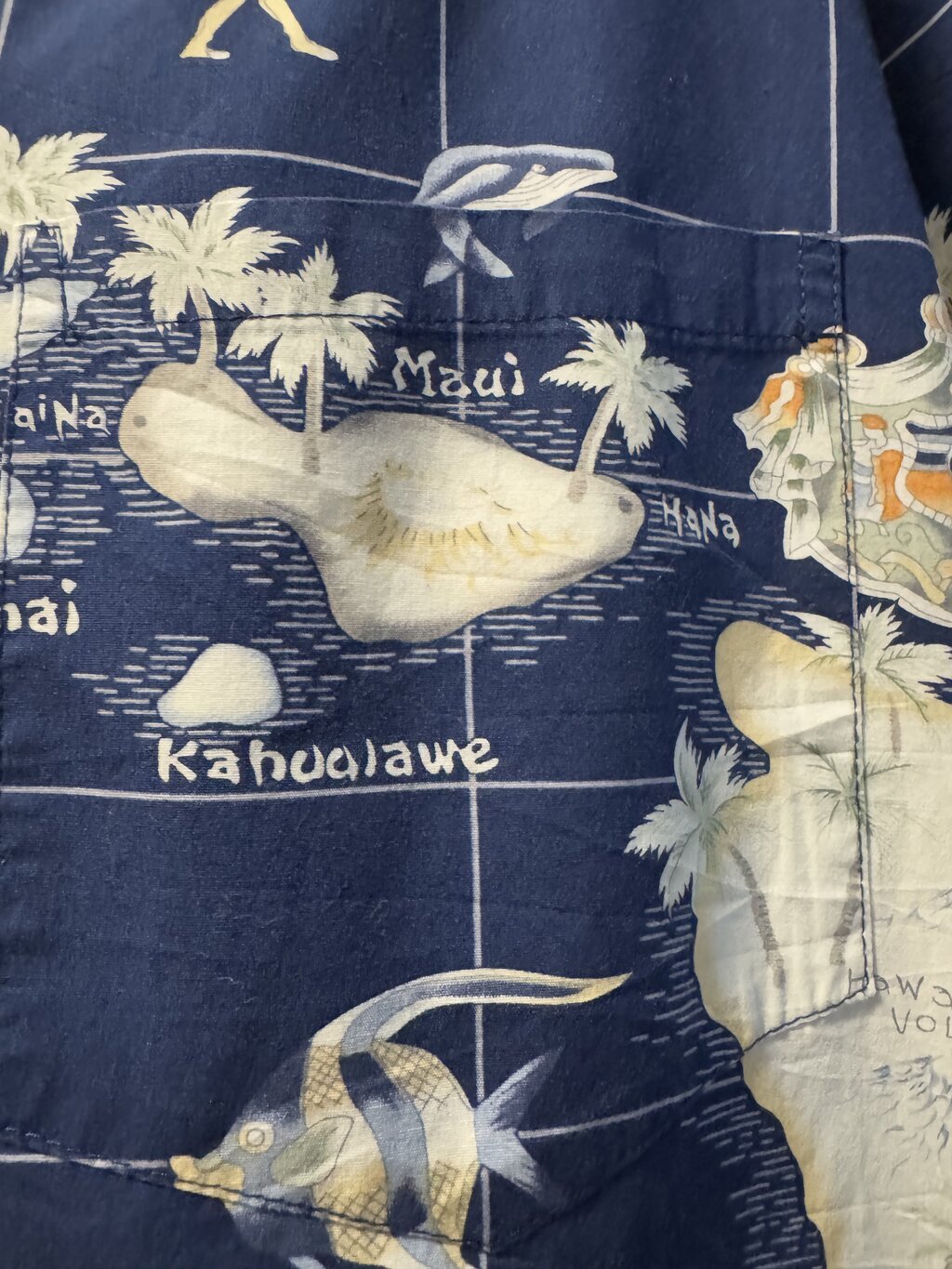 1990s–early 2000s - “Map of the Hawaiian Islands” – RJC Thick Cotton Scenic Shirt (2XL)