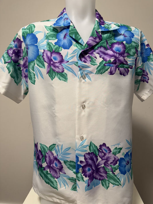 1980s - Orchid Fashions Purple & Blue Hibiscus Shirt – Made in Hawaii