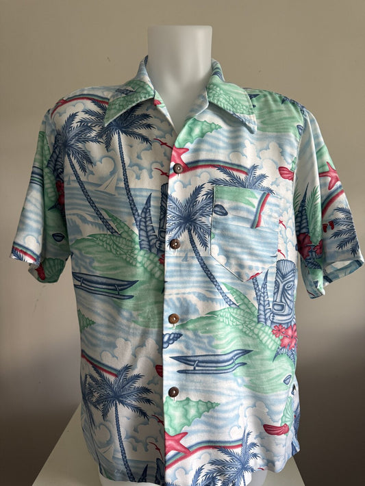 Hang Ten 1960s Ocean Vista Shirt – Large – Tiki, Rainbows & Shells