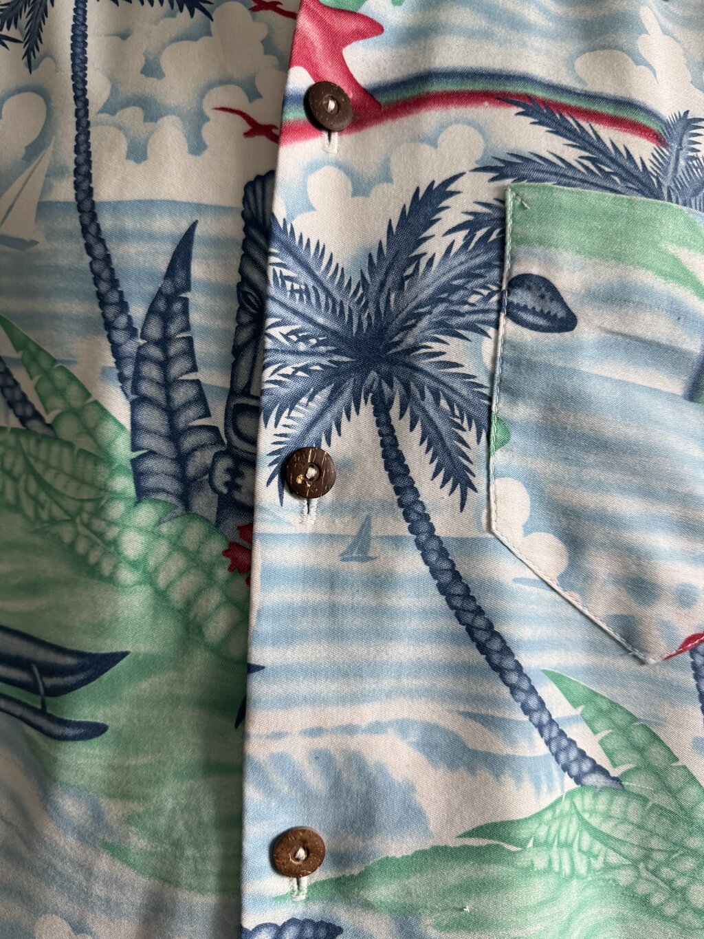 Hang Ten 1960s Ocean Vista Shirt – Large – Tiki, Rainbows & Shells