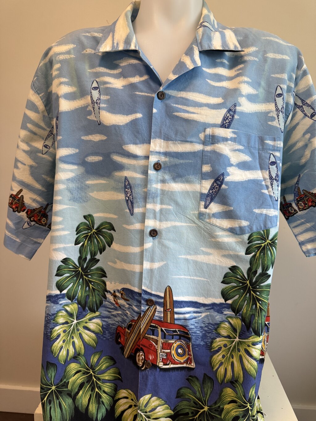 1990s–early 2000s - Surf Wagons & Tropic Skies – Steve & Barry’s XXL Cotton Hawaiian Shirt