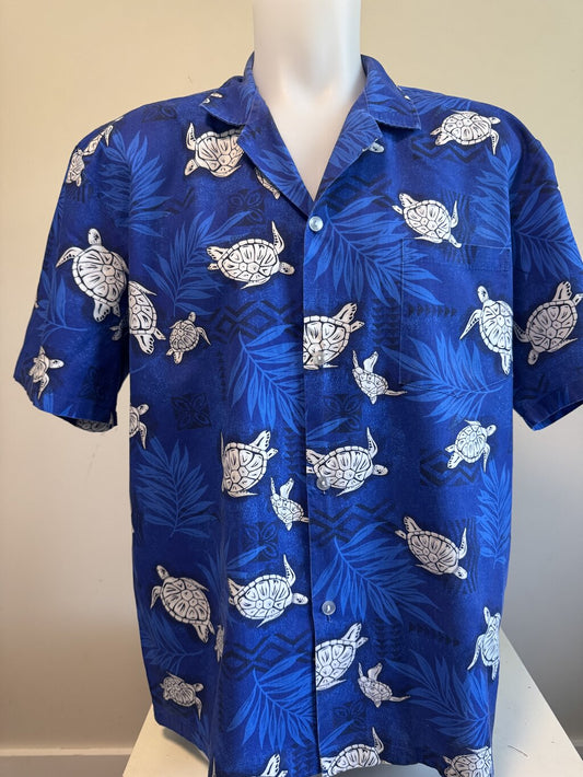 1990s–Early 2000s - Paradise Style Blue Sea Turtle Shirt – Made in USA