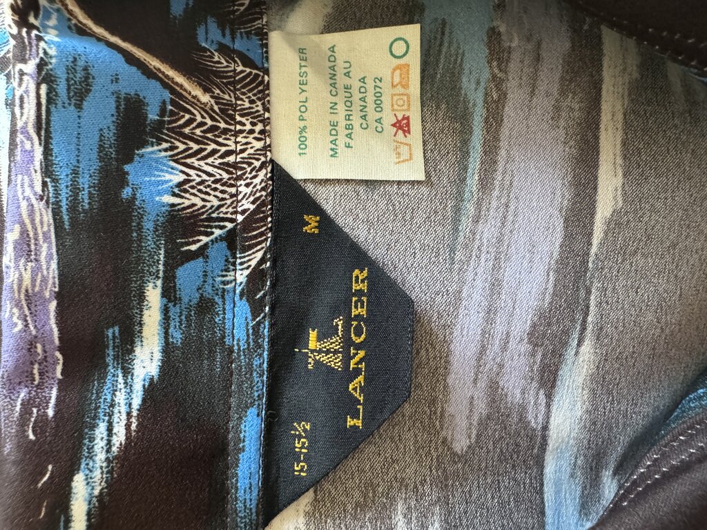 1990s - Lancer “Electric Dusk” Island Scene Shirt – Medium