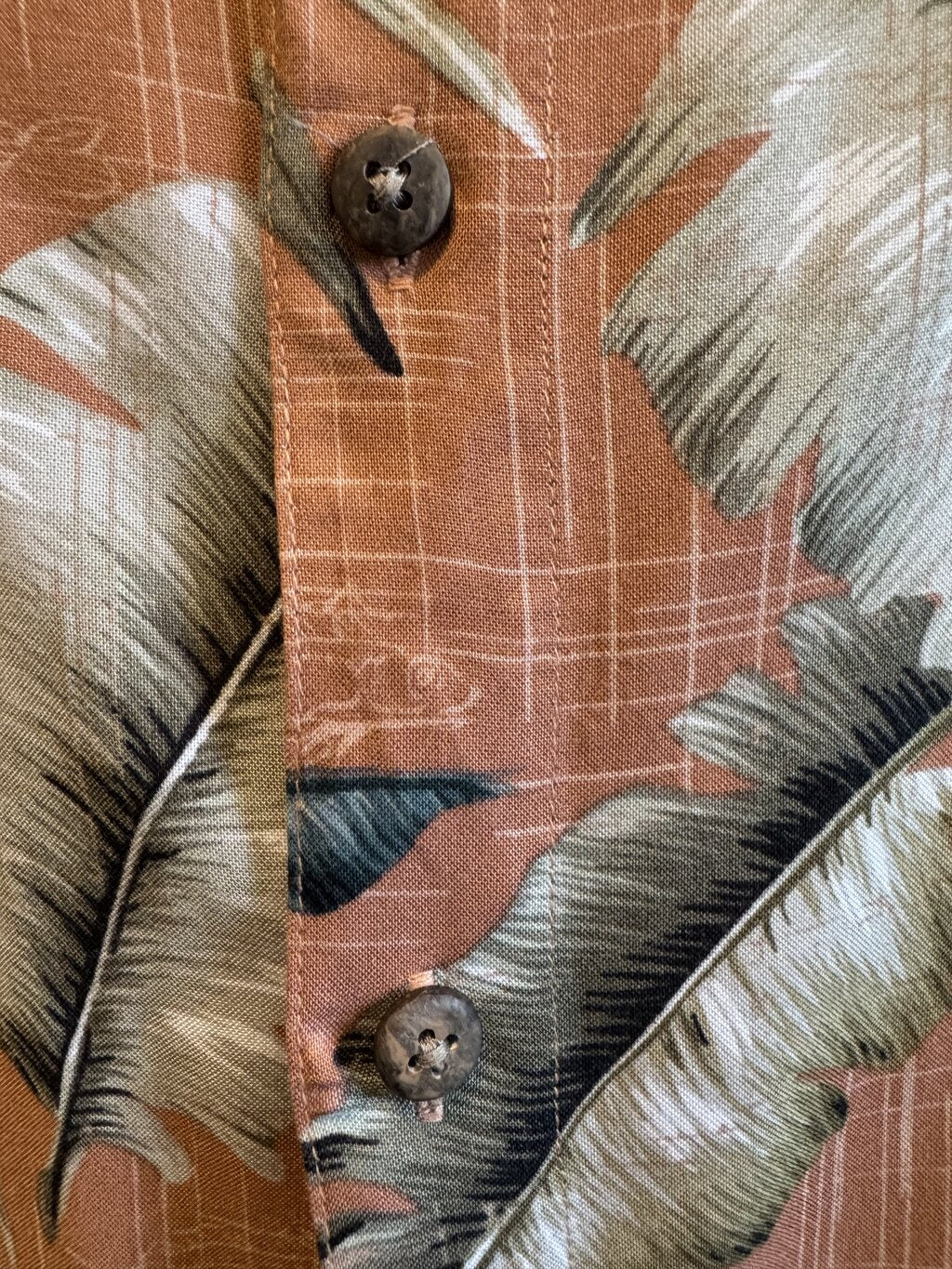 1990s Batik Bay Pineapple & Banana Leaf Print Shirt – Terracotta & Green (XXL)