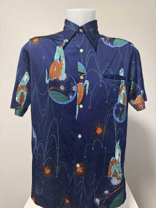 Tori Richard “Midnight Cascade” (1970s) — Rayon Shirt with Surreal Polynesian Motif