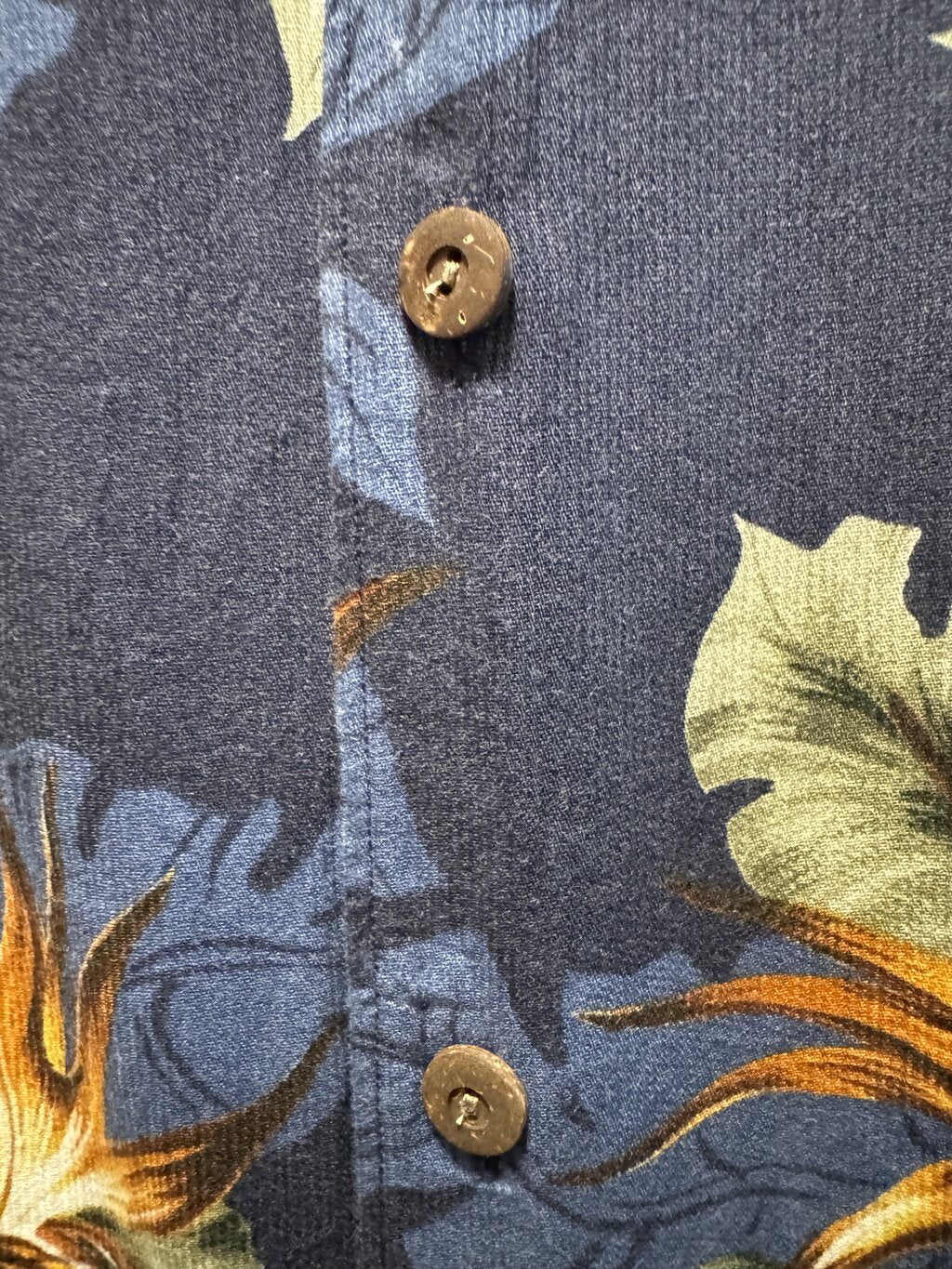 1990s Nautica Bird of Paradise Floral Shirt – Navy & Orange (XL)