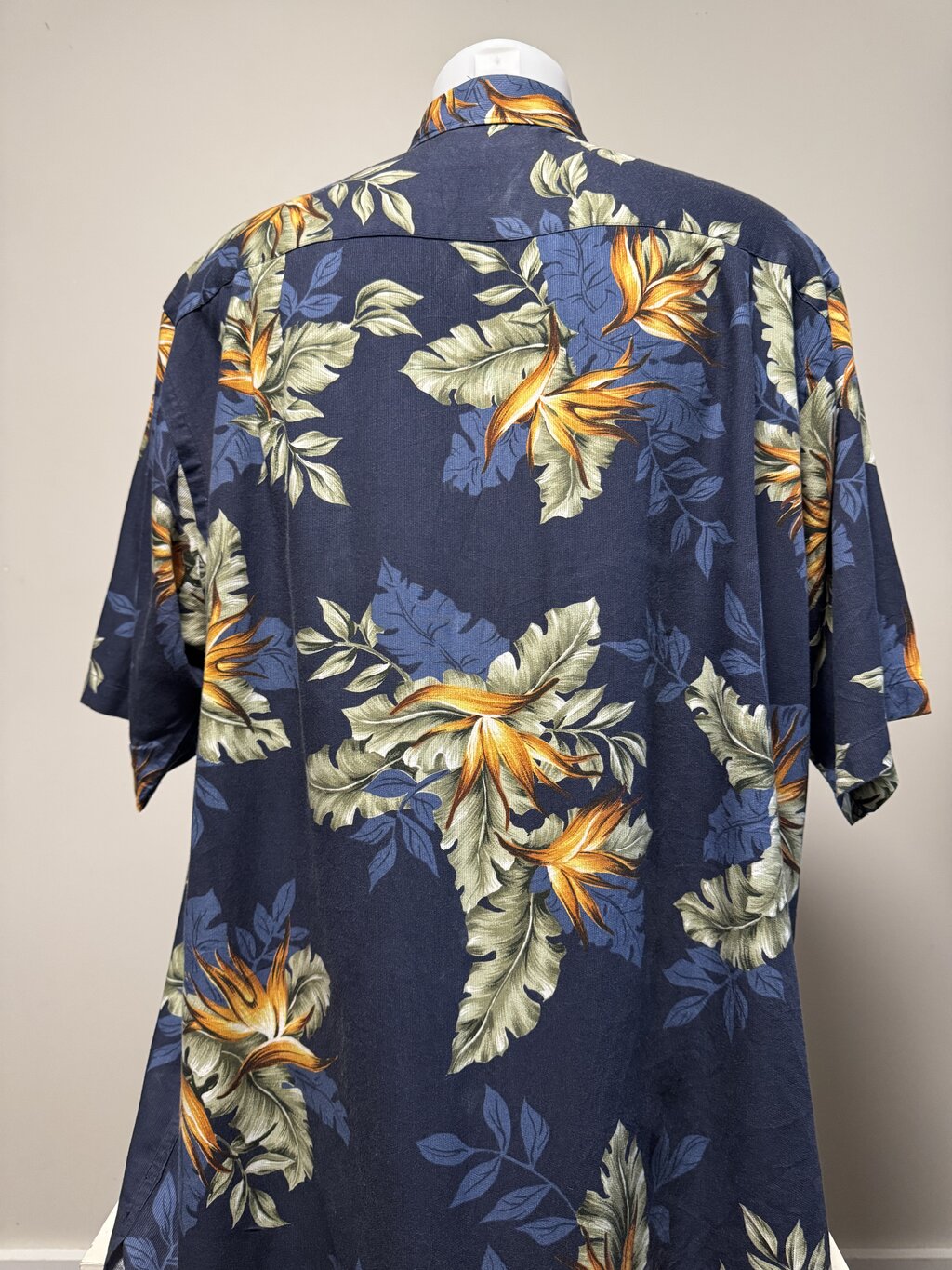 1990s Nautica Bird of Paradise Floral Shirt – Navy & Orange (XL)